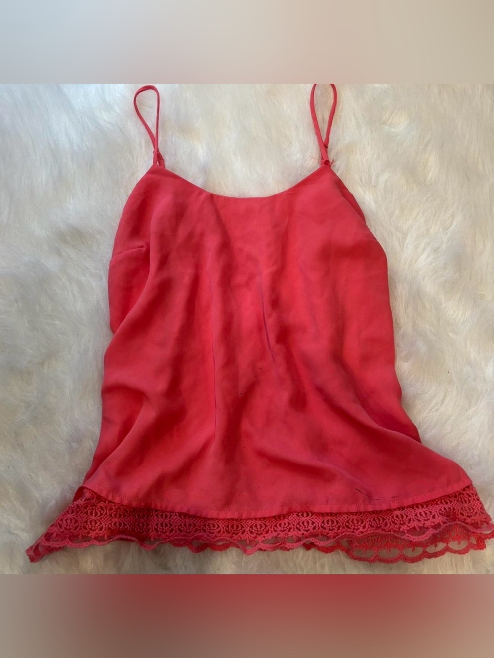 Small  candies pink/orange lace trim top fits like a small- medium